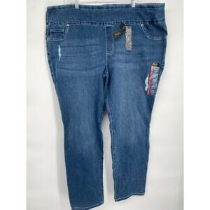 Lee Jeans Women’s 28W Long Elastic Waist  Slim Leg Slightly Distressed